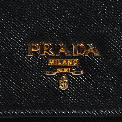 Prada Saffiano Metal Oro Chain Wallet Nero Black 17 of 18