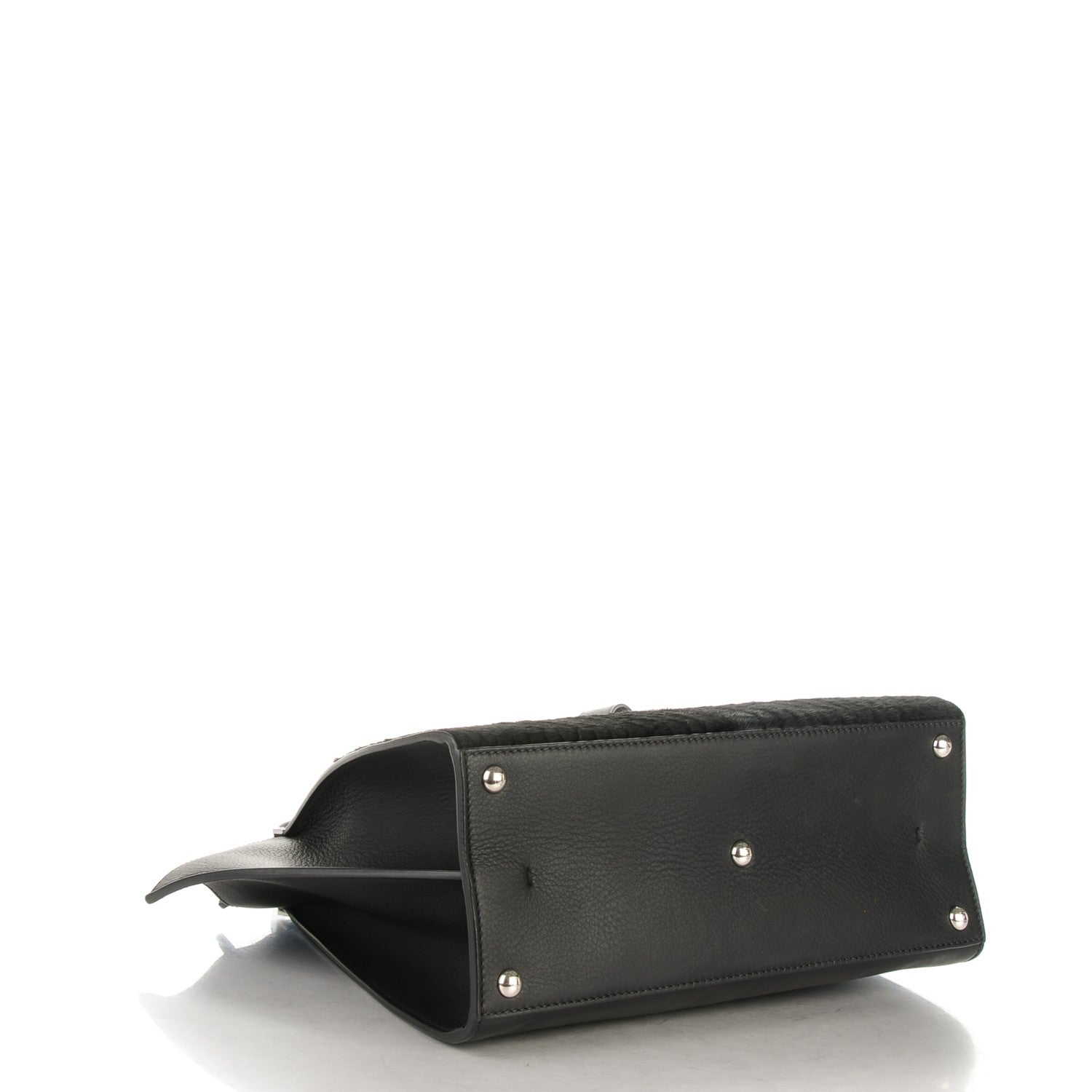 Fendi Vitello Pelo Flamingo Crocodile Embossed Petite 3Jours Tote Black 4 of 7