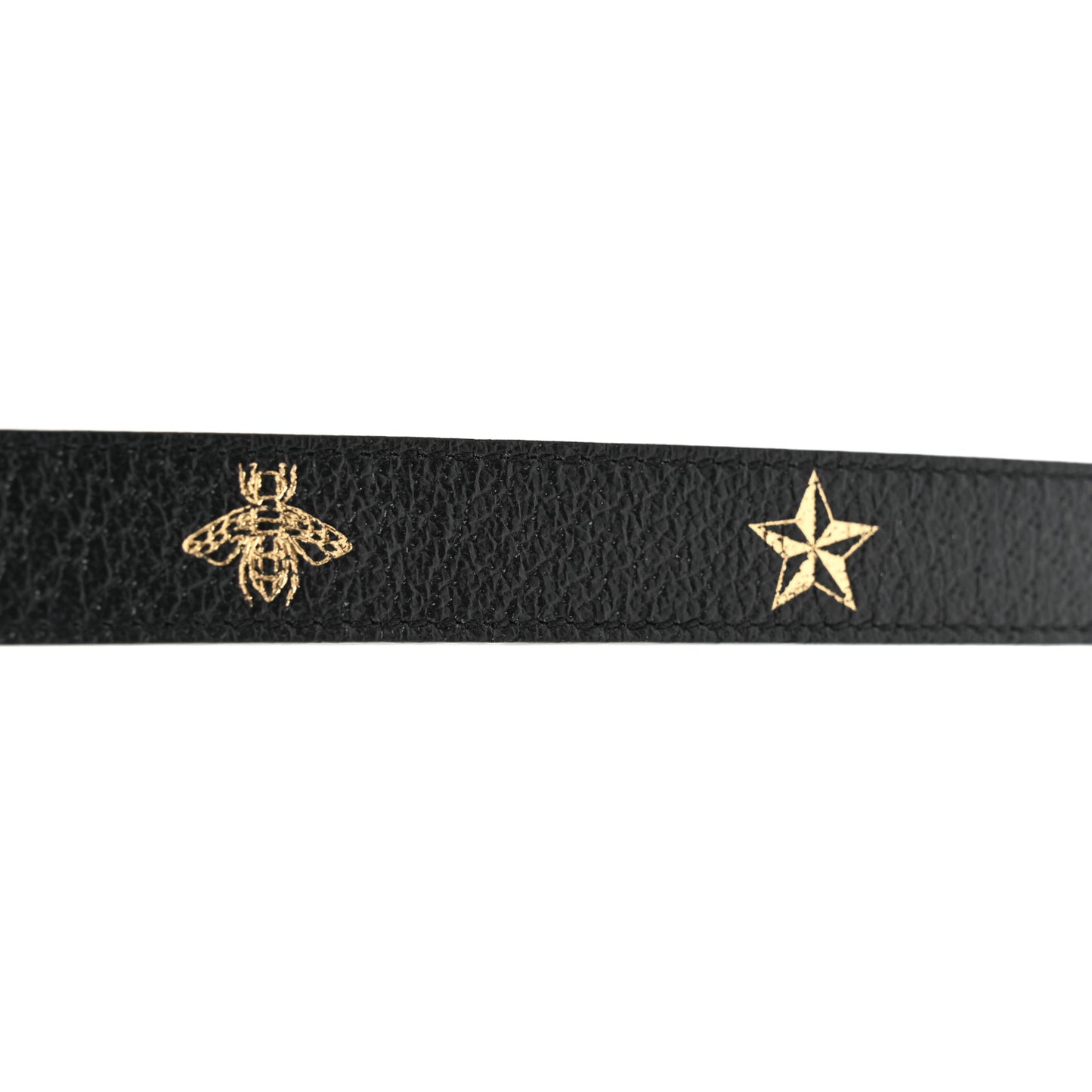 Textured Dollar Calfskin Bees And Stars Print Womens 20mm Belt 100 40 Black Gold