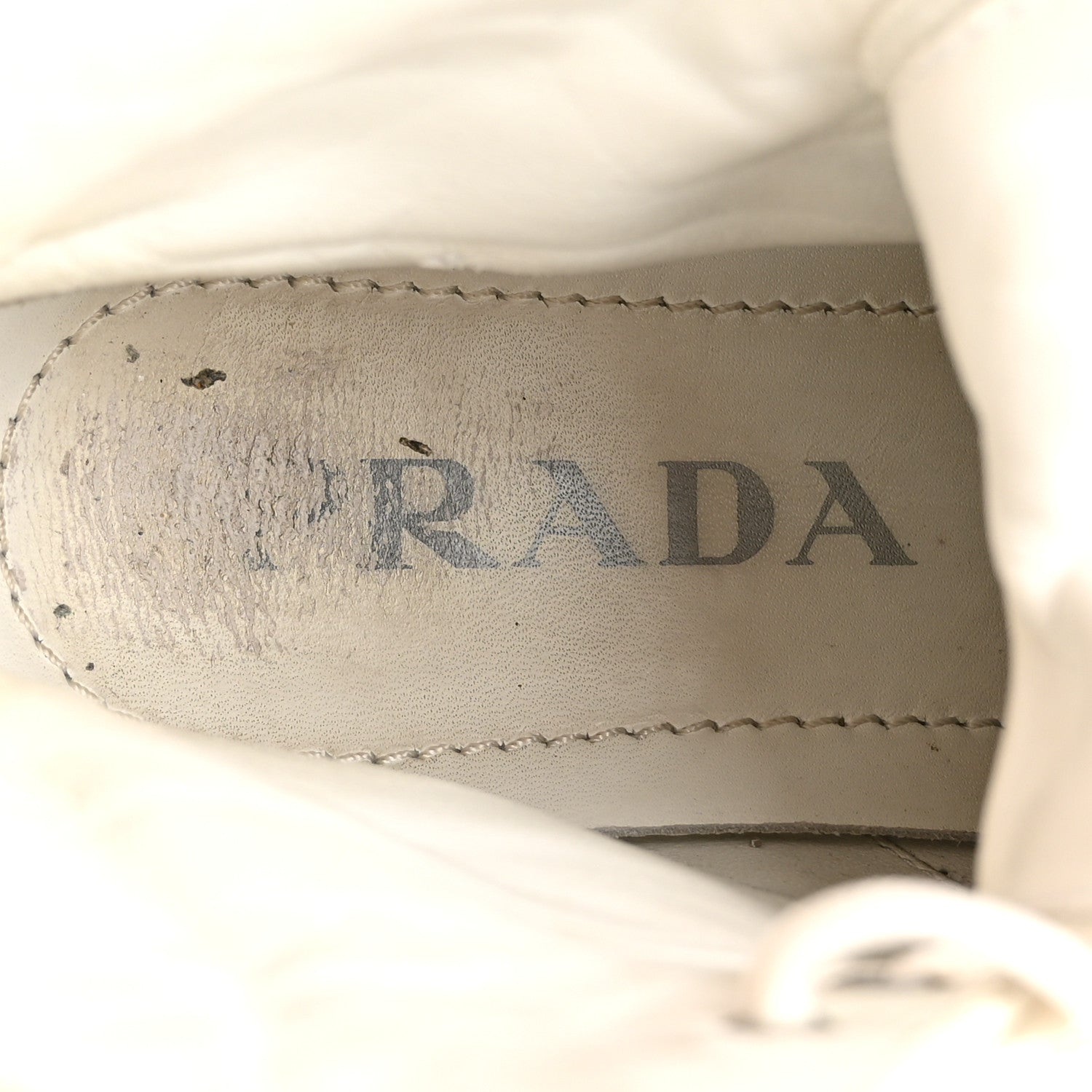 Prada Spazzolato Rois Re-Nylon Metal Triangle Logo Monolith Pouch Pocket 55mm Boots 36 White 6 of 14