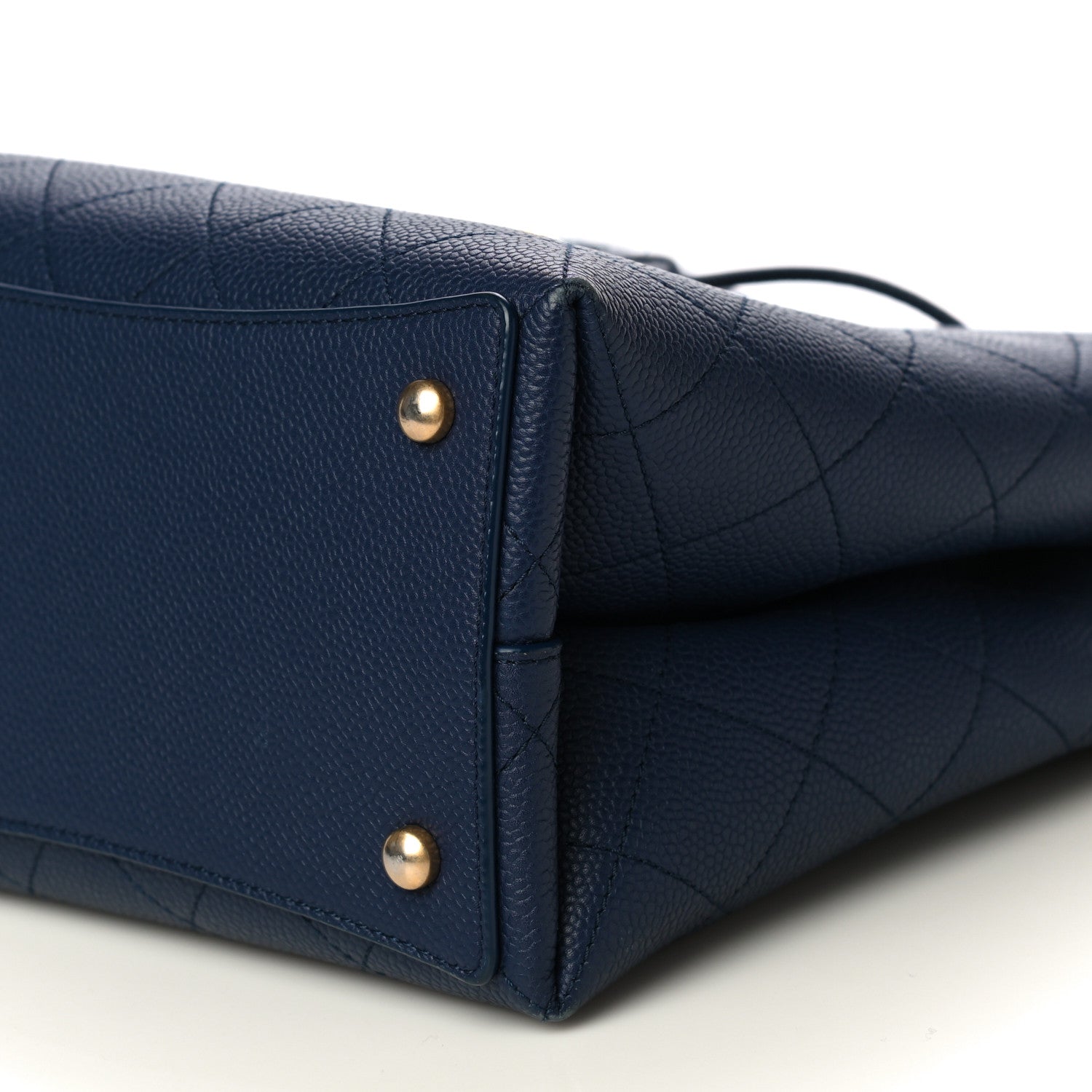 Chanel Grained Calfskin Stitched Small Drawstring Bag Navy 10 of 11
