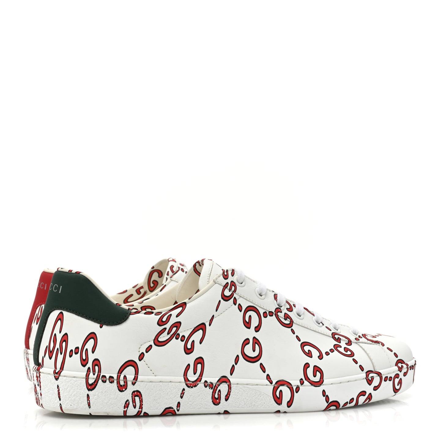 Calfskin GucciGhost Print Mens Ace Sneakers 10.5 White Hibiscus Red