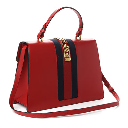 Gucci Calfskin Medium Sylvie Top Handle Bag Hibiscus Red 3 of 10