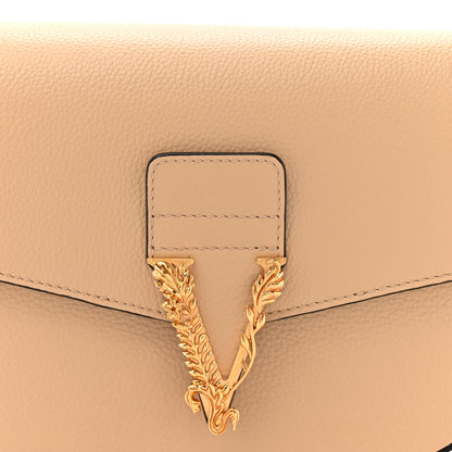 Versace Grained Calfskin Virtus Shoulder Bag Beige 7 of 11