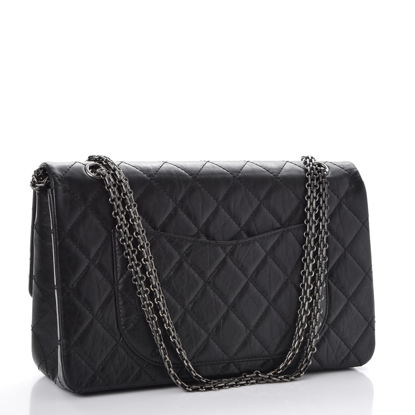 Aged Calfskin Quilted 2.55 Reissue 227 Flap Black