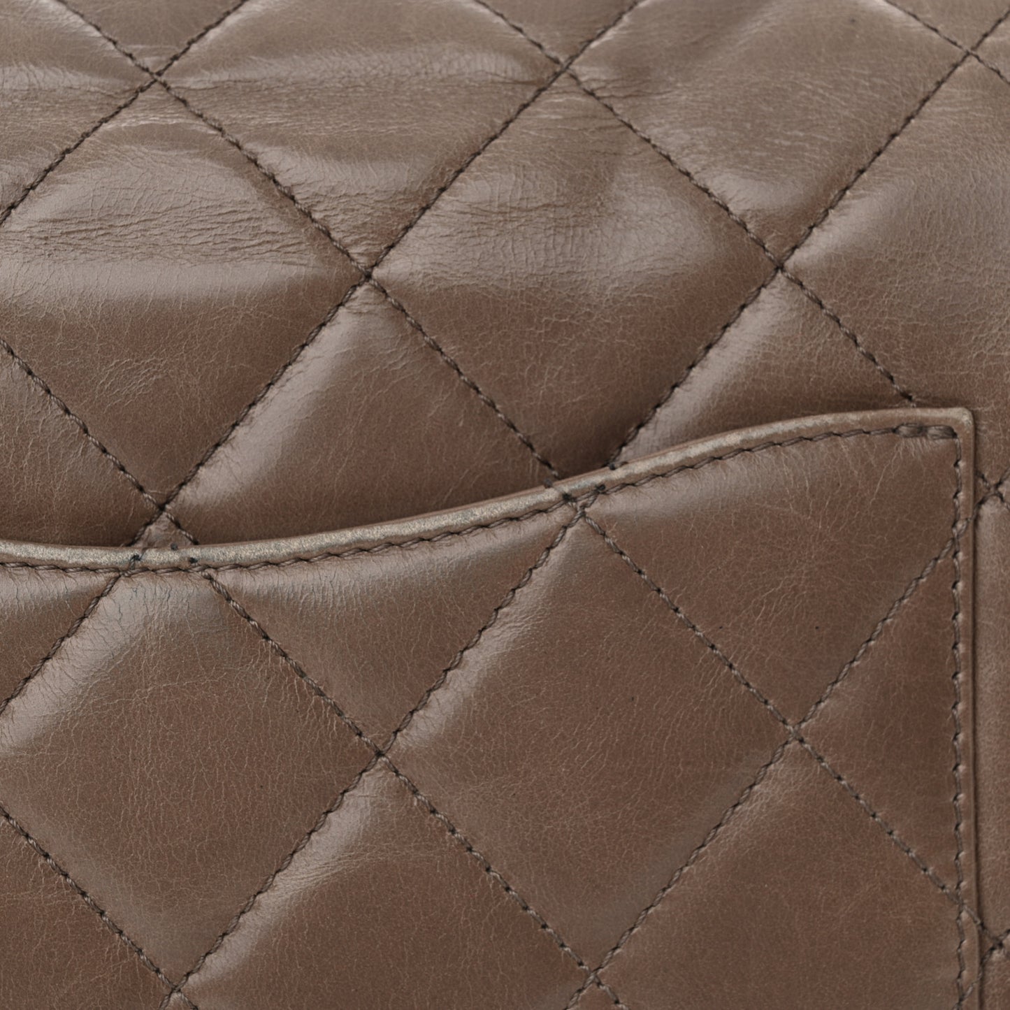 Glazed Calfskin Quilted Medium Gold Bar Top Handle Flap Dark Grey