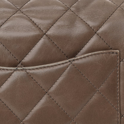 Chanel Glazed Calfskin Quilted Medium Gold Bar Top Handle Flap Dark Grey 17 of 20