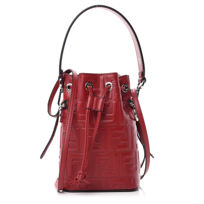 Fendi Vitello Liberty F is Fendi FF 1974 Embossed Mini Mon Tresor Bucket Bag Fragola 1 of 10