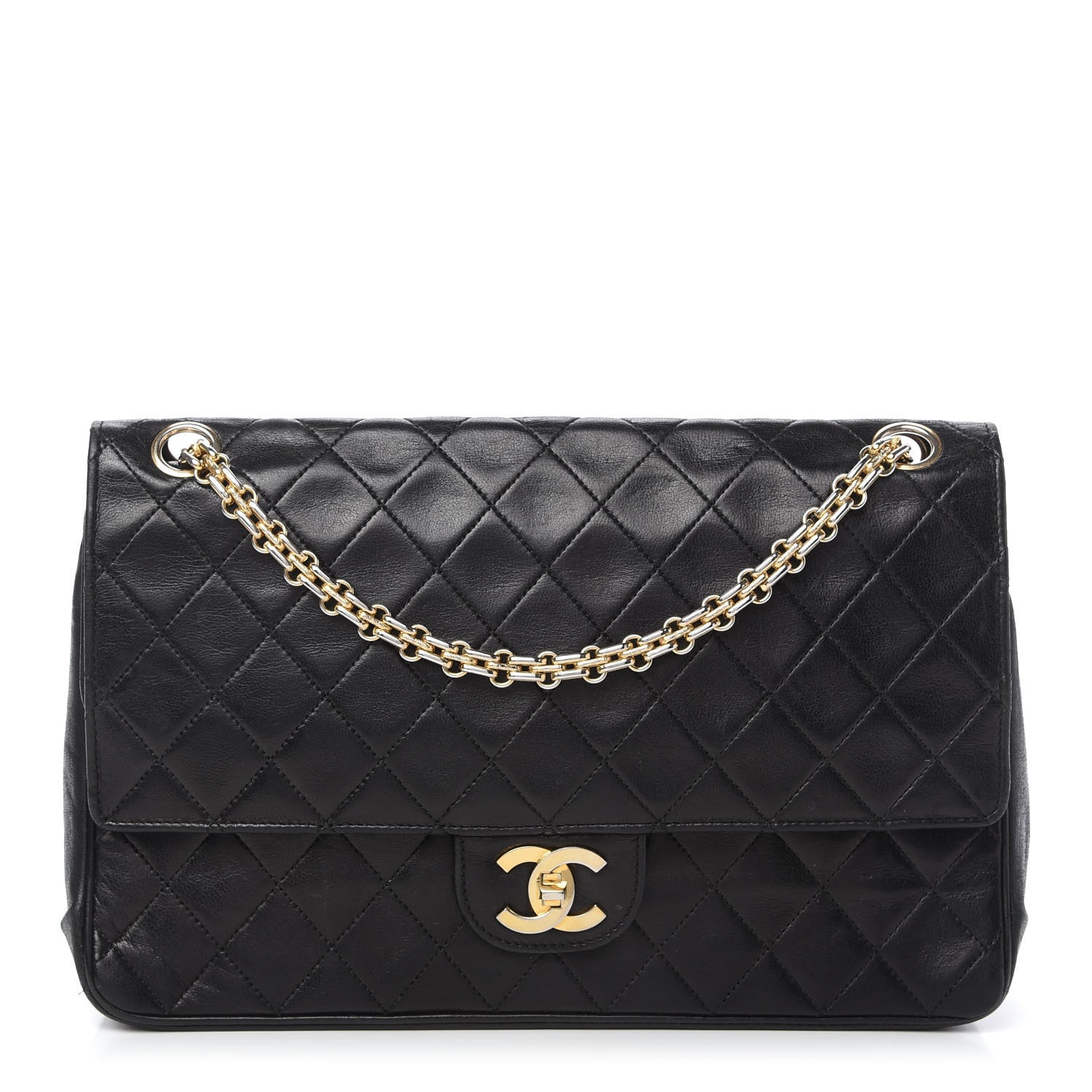 Chanel Lambskin Quilted Medium Double Flap Bijoux Chain Black 1 of 11