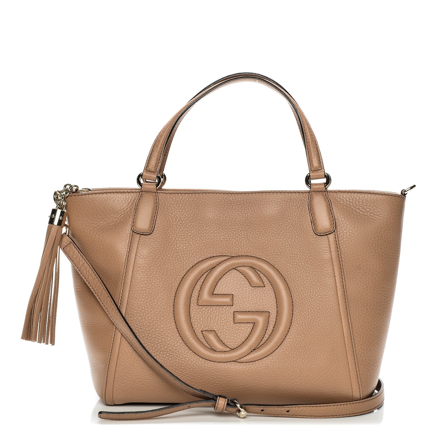Gucci Pebbled Calfskin Small Soho Top Handle Bag Camelia 1 of 8
