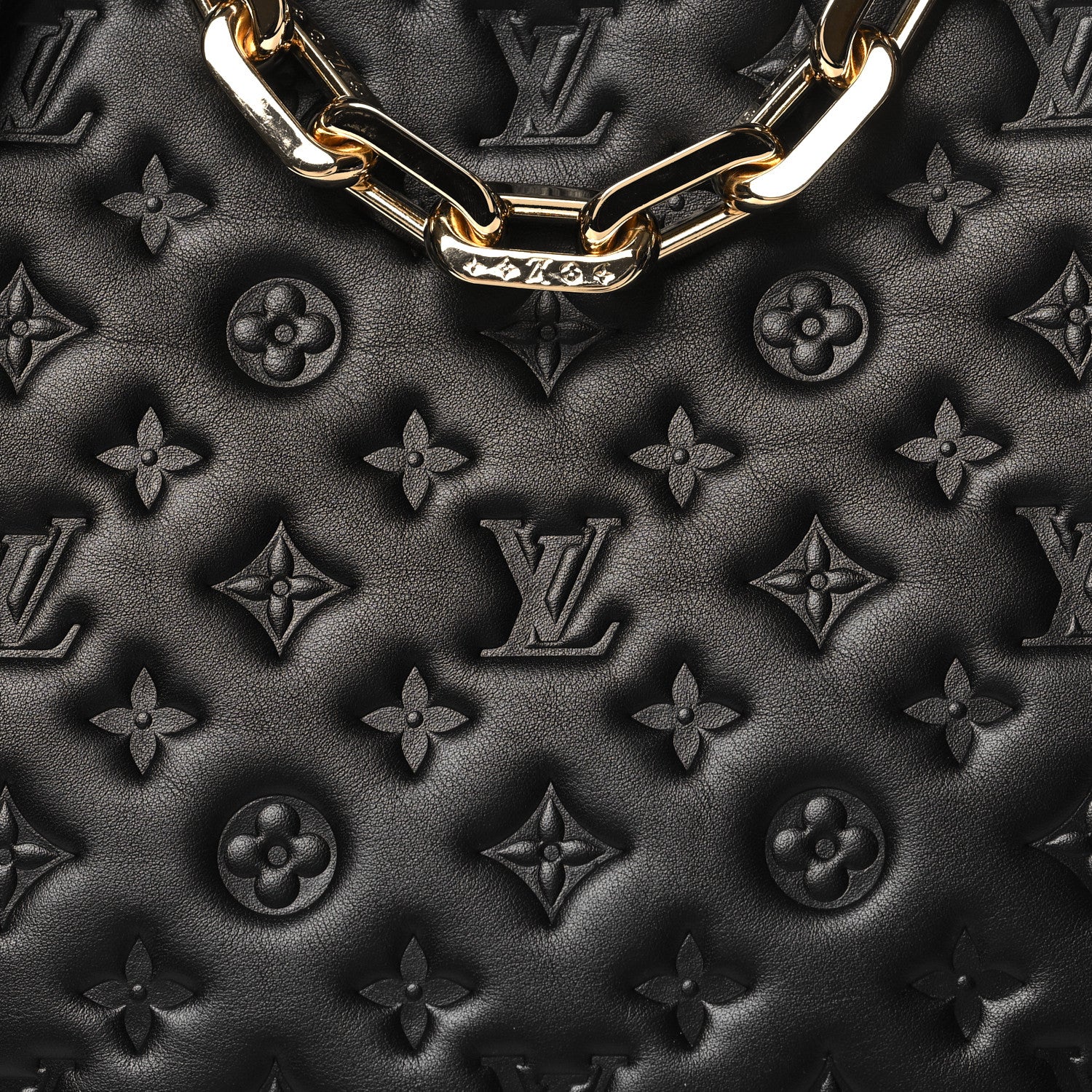 Louis Vuitton Calfskin Embossed Monogram Coussin Hobo MM Black 8 of 10