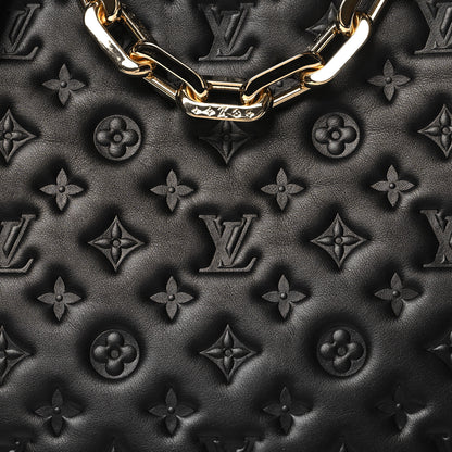 Louis Vuitton Calfskin Embossed Monogram Coussin Hobo MM Black 8 of 10