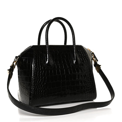 Givenchy Calfskin Crocodile Embossed Small Antigona Black 2 of 12