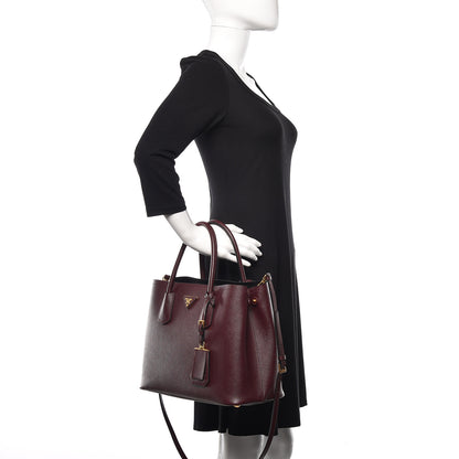 Prada Saffiano Cuir Medium Double Bag Granato 2 of 10