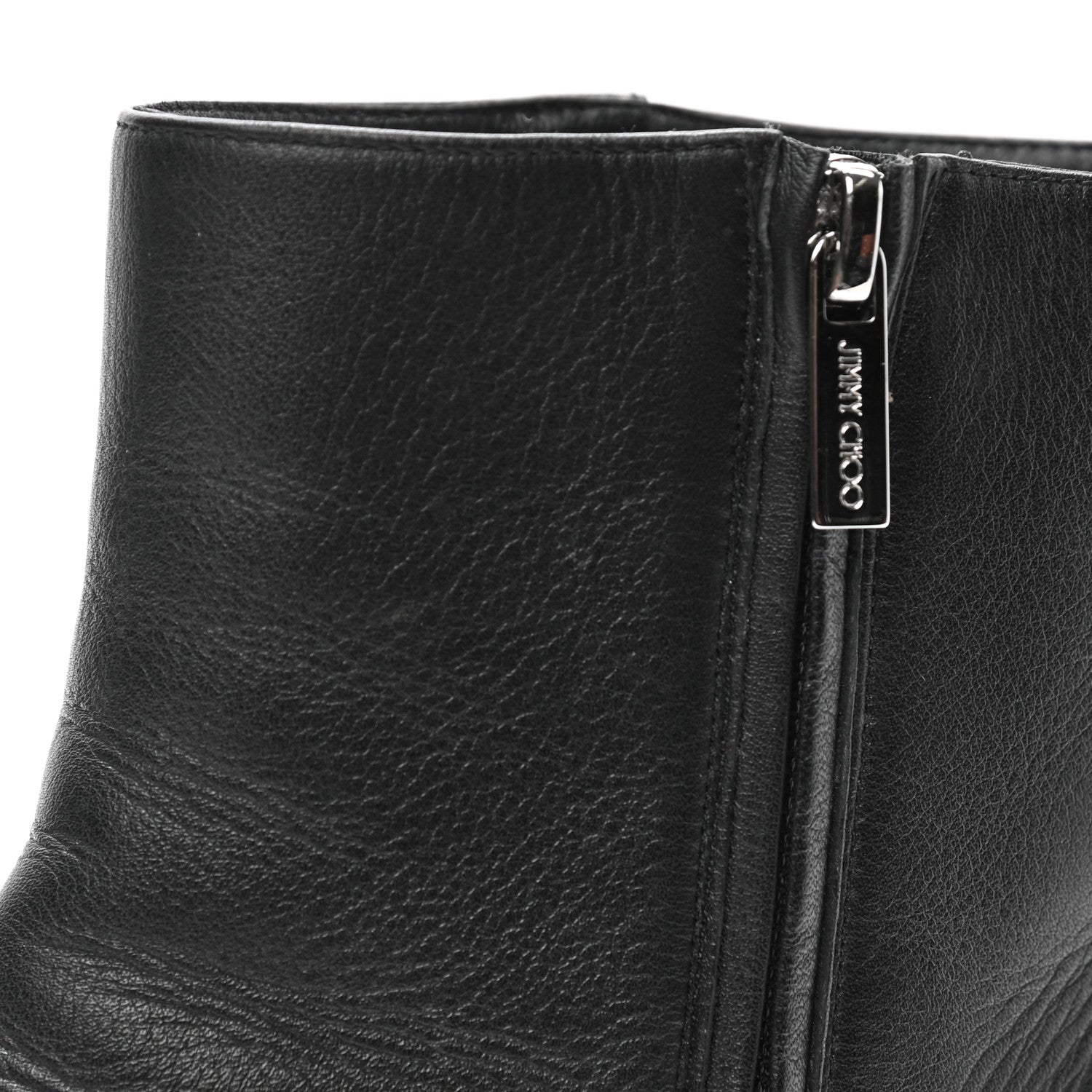 Jimmy Choo Grained Calfskin Crystal Embellished Mava Boots 40 Black 8 of 11