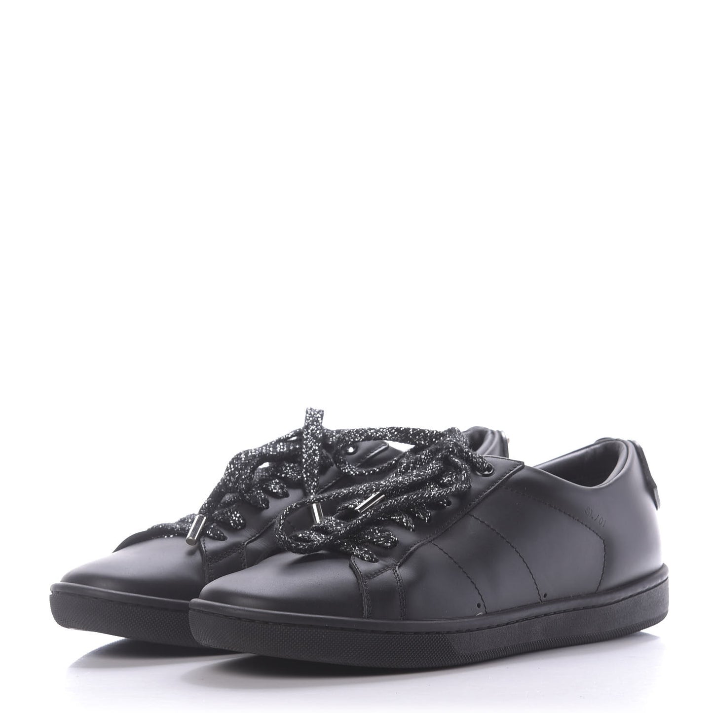 Calfskin Metallic Ayers Signature Court Lips Sneakers 38 Oro Moon Black