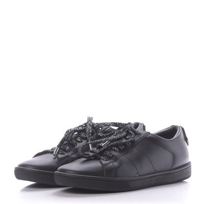 Saint Laurent Calfskin Metallic Ayers Signature Court Lips Sneakers 38 Oro Moon Black 3 of 10
