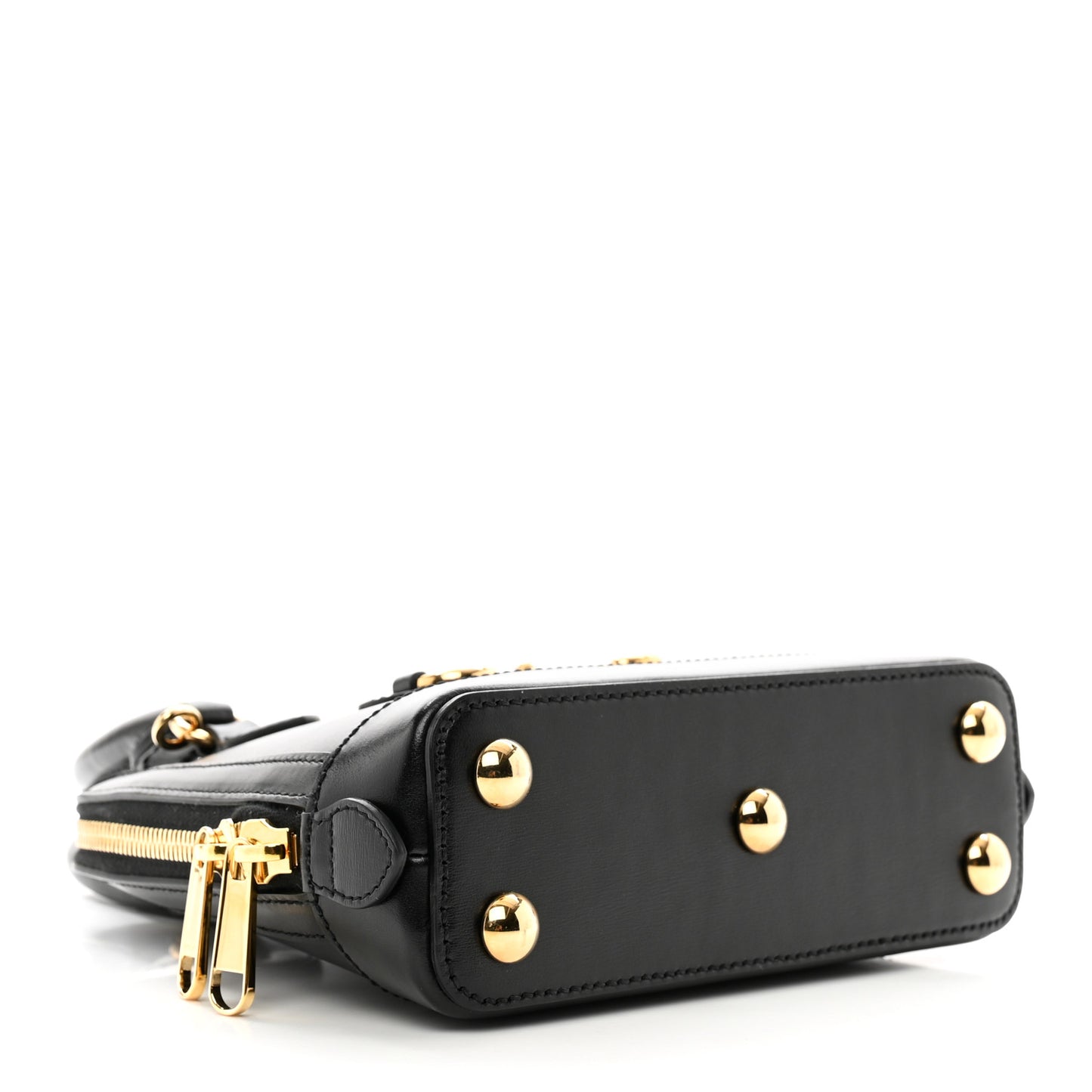 Boarded Plutone Calfskin Mini Horsebit 1955 Top Handle Bag Black