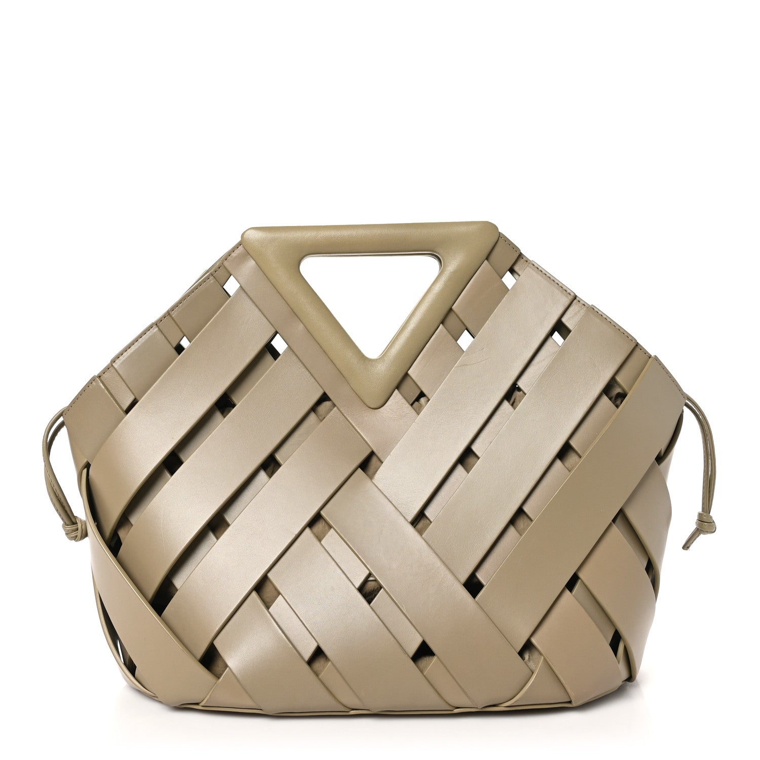 Bottega Veneta Calfskin The Point Weave Triangle Bag Taupe Grey 1 of 10