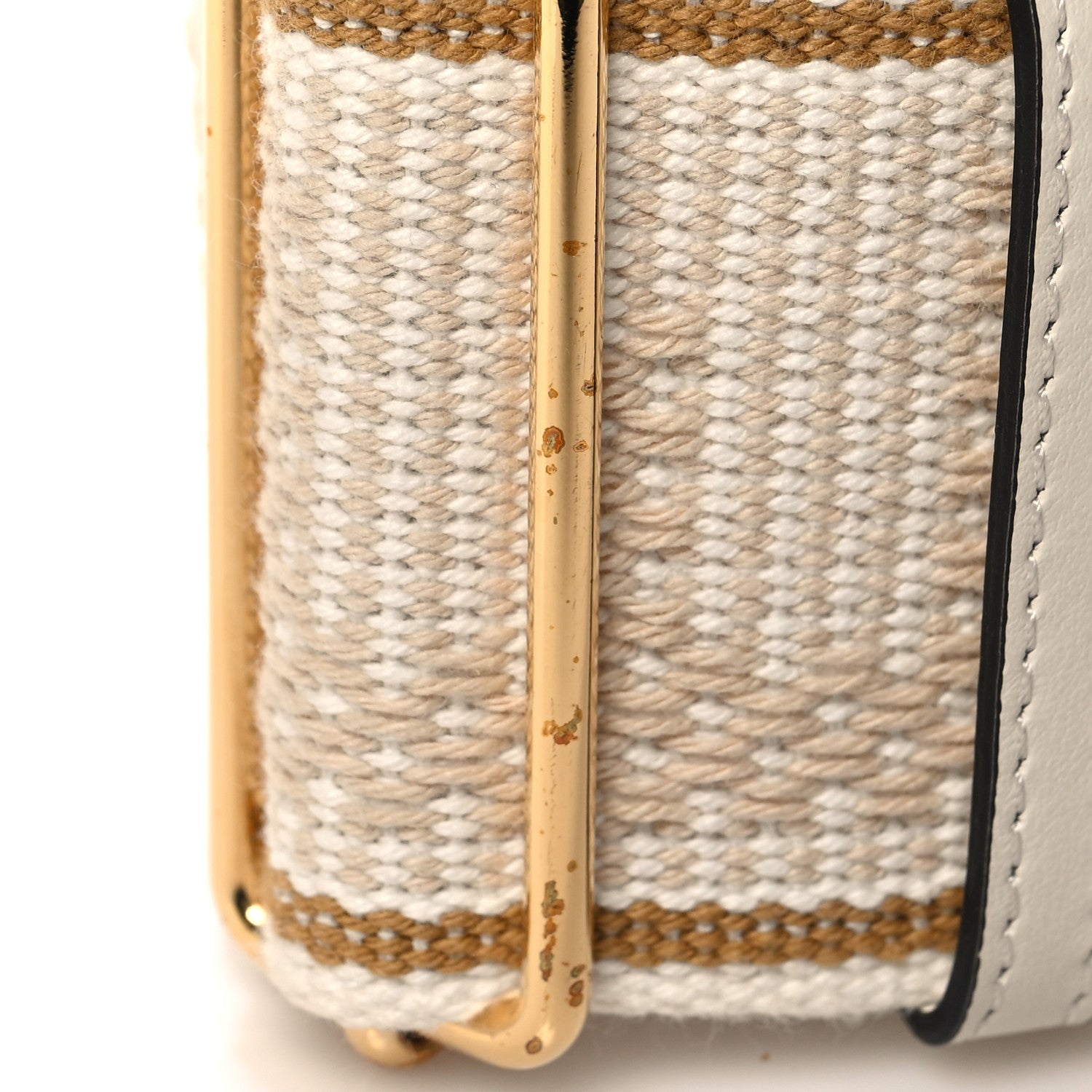 Fendi Cannete Ribbon Poly Vitello Century Logo Adjustable Strap You White Garza Ecru 6 of 6