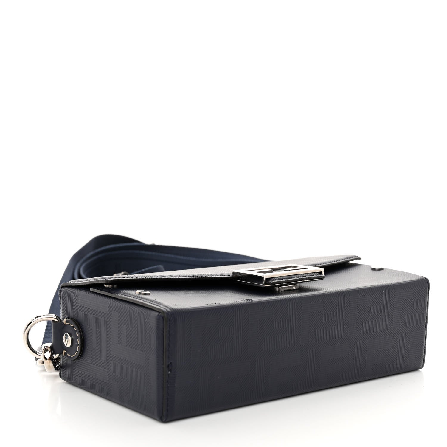 Fendi Vitello King FF Lines Embossed Baguette Soft Trunk Midnight 4 of 11