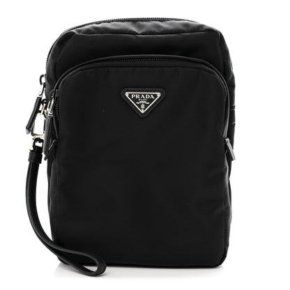 Prada Tessuto Nylon Saffiano Vertical Wristlet Pouch Black 1 of 6