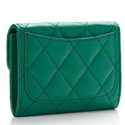 Chanel Aged Calfskin Quilted Reissue Card Holder Wallet Green 3 of 8