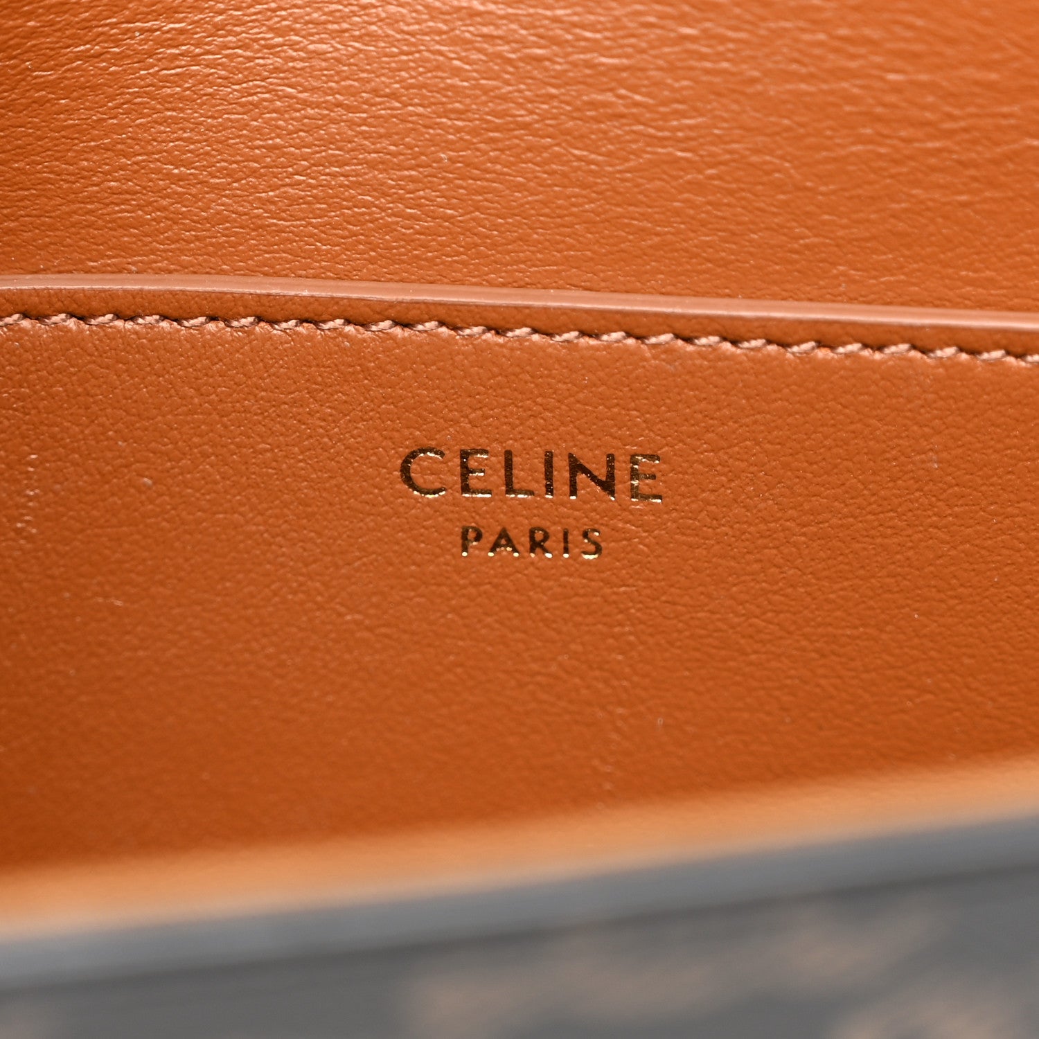 Celine Triomphe Canvas Calfskin Tabou Clutch on Strap Tan 6 of 10