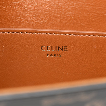 Celine Triomphe Canvas Calfskin Tabou Clutch on Strap Tan 6 of 10
