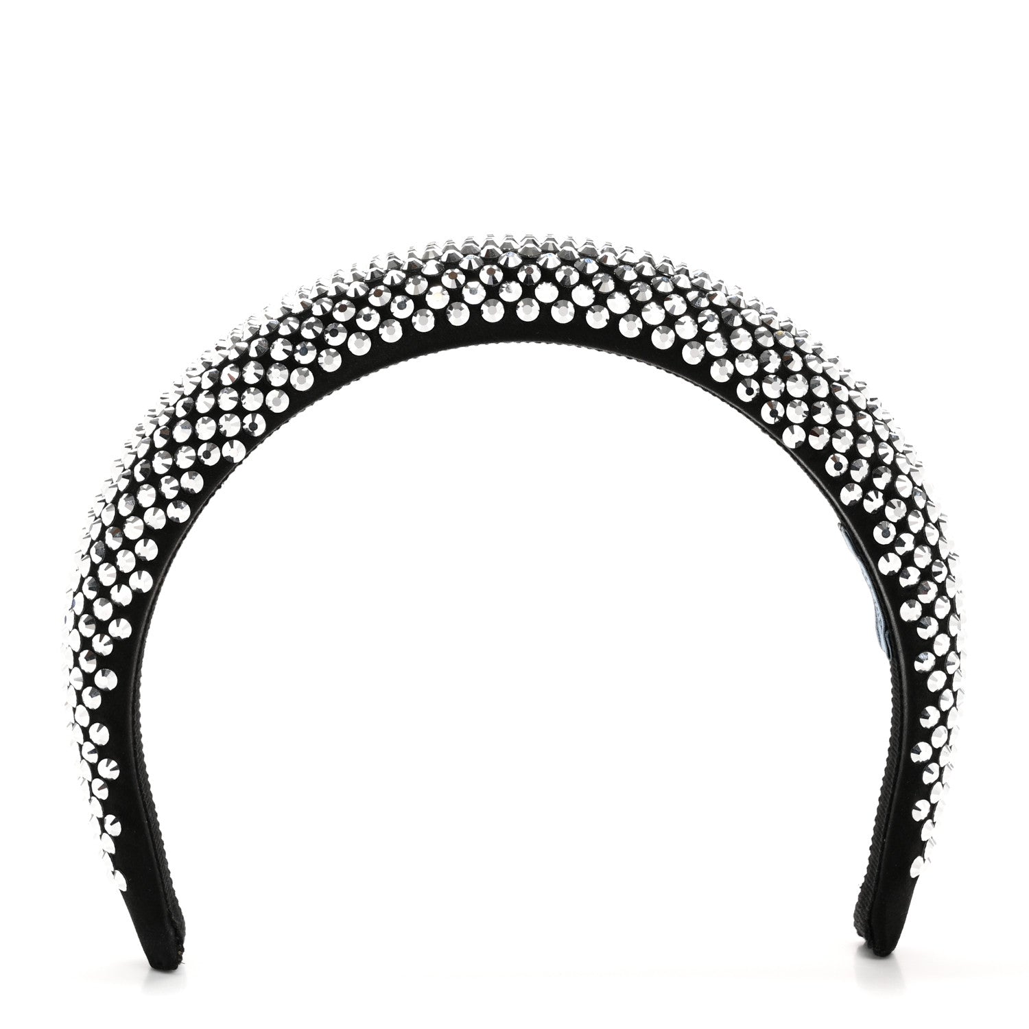 Prada Satin Crystal Embellished Headband Metal 3 of 8