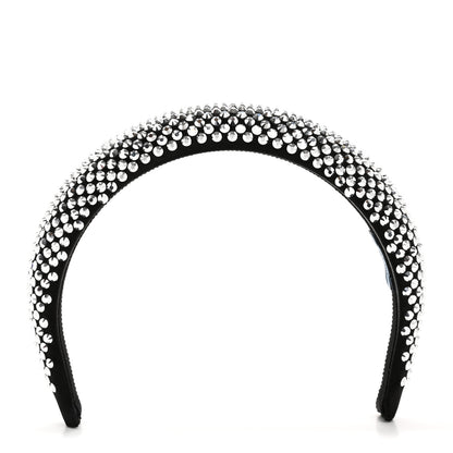 Prada Satin Crystal Embellished Headband Metal 3 of 8