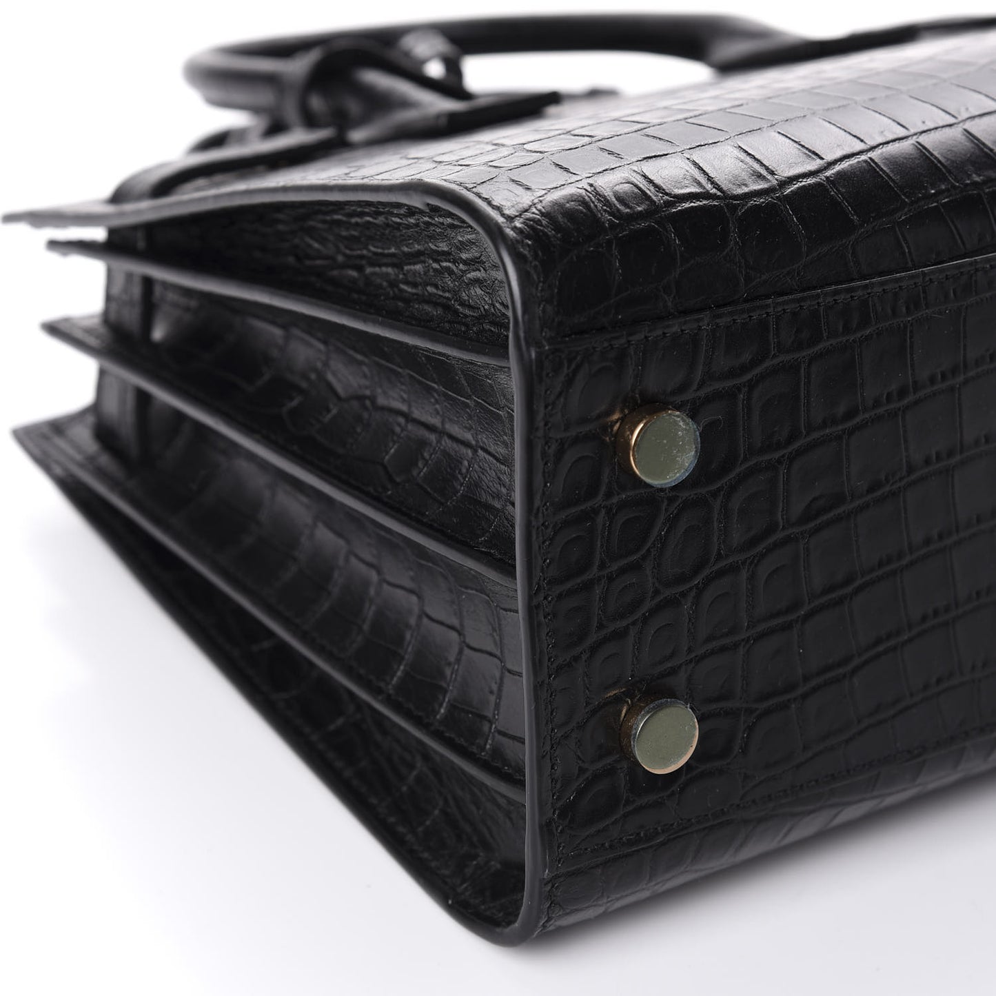 Calfskin Crocodile Embossed Baby Sac De Jour Black