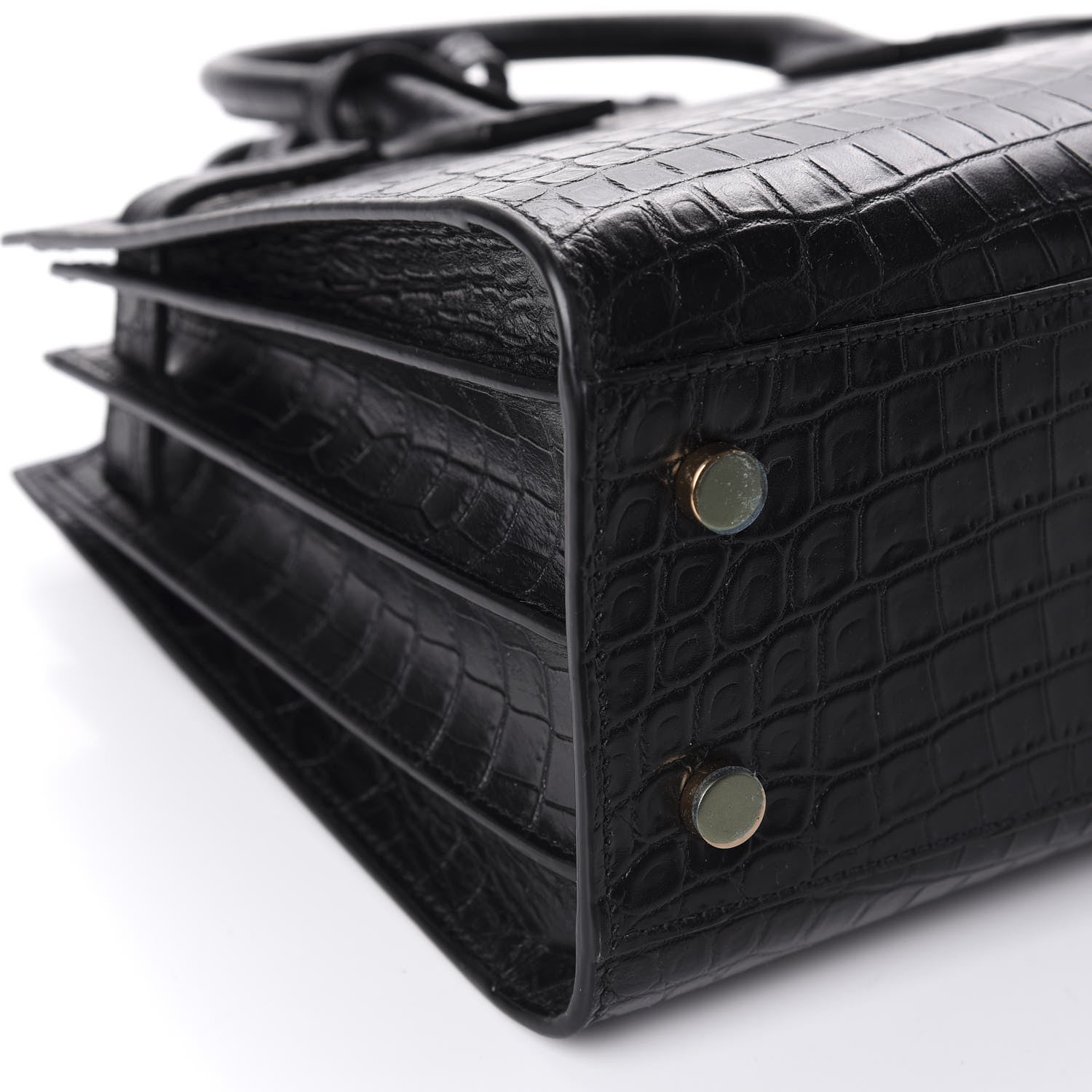 Saint Laurent Calfskin Crocodile Embossed Baby Sac De Jour Black 7 of 11