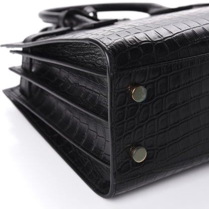 Saint Laurent Calfskin Crocodile Embossed Baby Sac De Jour Black 7 of 11