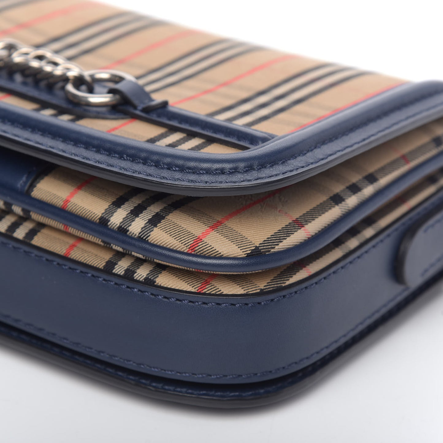 Smooth Calfskin 1983 Knight Check Link Shoulder Bag Ink Blue