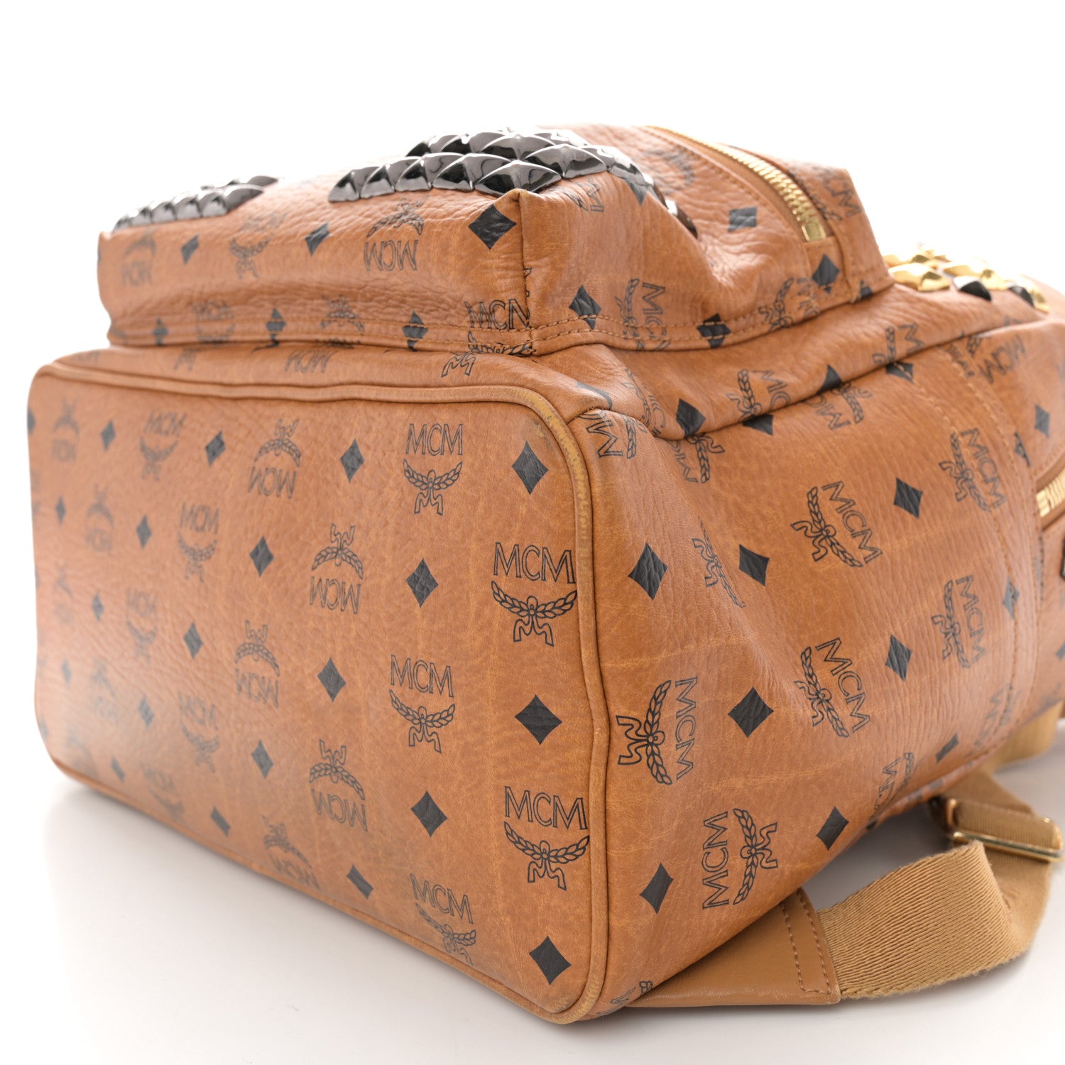 MCM Visetos Studded Medium Stark M Backpack Cognac 9 of 12