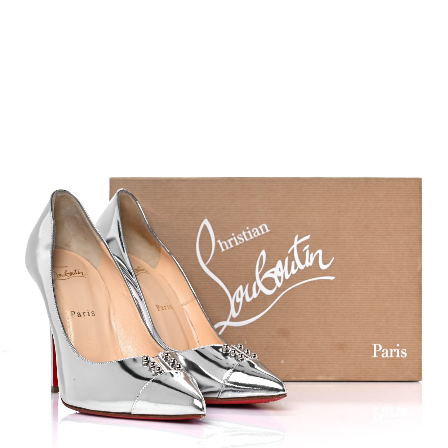 Nappa Patent Studded Predupump 85 Pumps 40 Silver