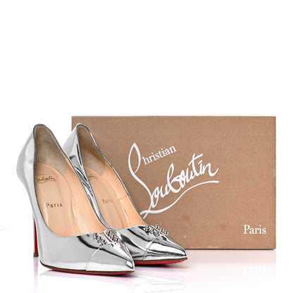 Christian Louboutin Nappa Patent Studded Predupump 85 Pumps 40 Silver 8 of 8