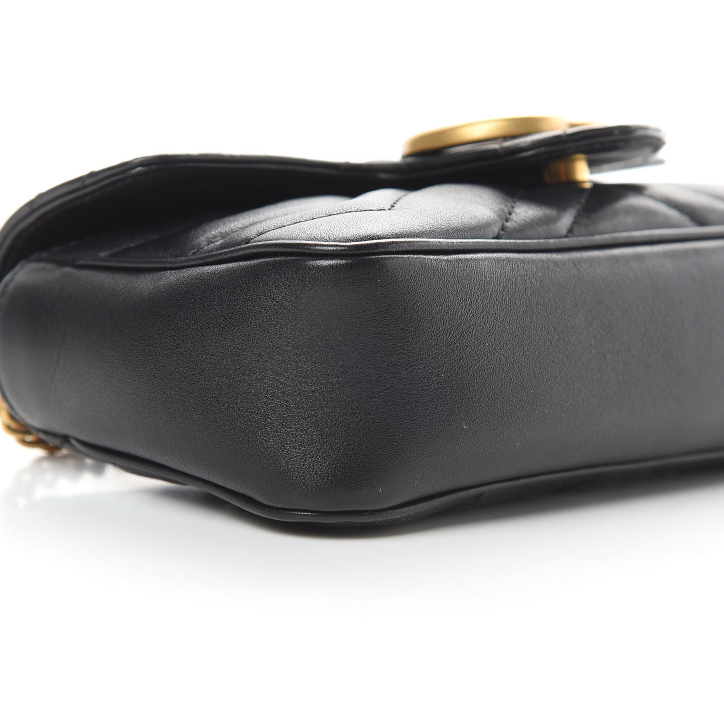 Calfskin Matelasse Super Mini GG Marmont Shoulder Bag Black