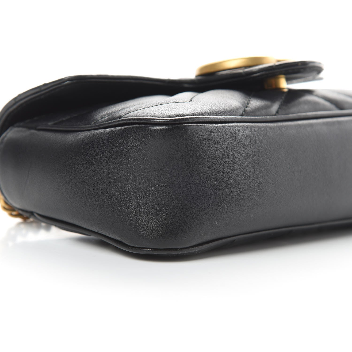 Gucci Calfskin Matelasse Super Mini GG Marmont Shoulder Bag Black 9 of 12