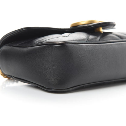 Gucci Calfskin Matelasse Super Mini GG Marmont Shoulder Bag Black 9 of 12