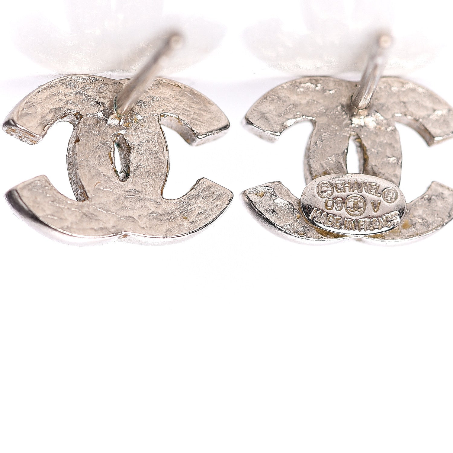 Chanel Crystal Timeless CC Earrings Silver 3 of 4