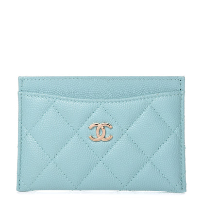 Chanel Caviar Quilted Card Holder Light Blue 1 of 9