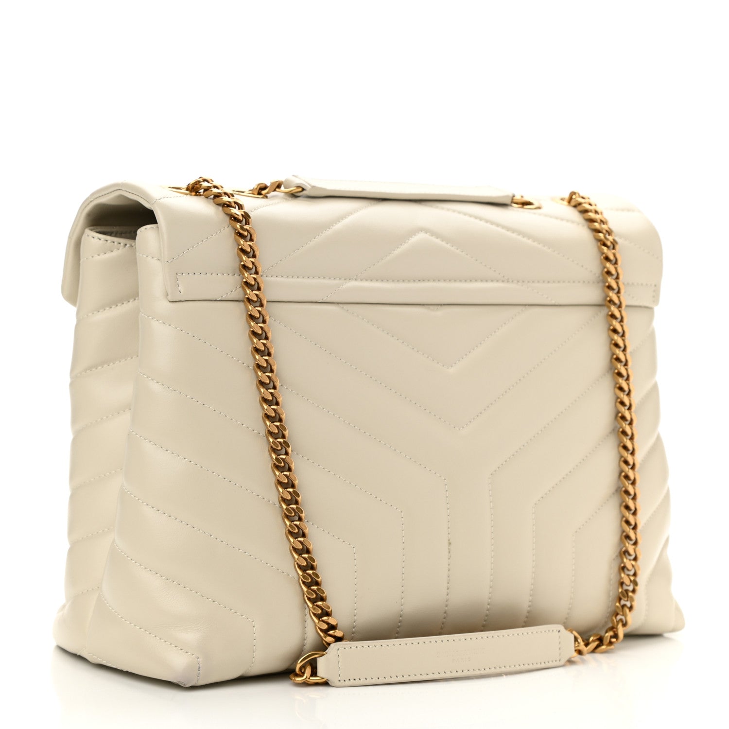 Saint Laurent Calfskin Y Quilted Monogram Medium Loulou Chain Satchel Crema Soft 2 of 8