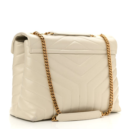 Saint Laurent Calfskin Y Quilted Monogram Medium Loulou Chain Satchel Crema Soft 2 of 8