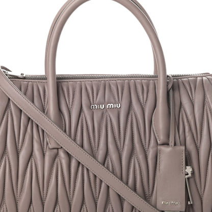 Miu Miu Nappa Matelasse Top Handle Bag Pomice 9 of 11