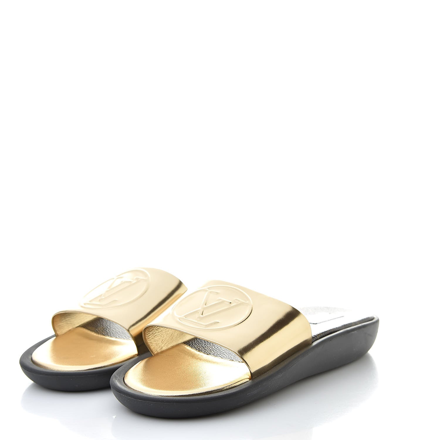 Louis Vuitton Metallic Calfskin Sunbath Slide Sandals 36 Gold 3 of 8