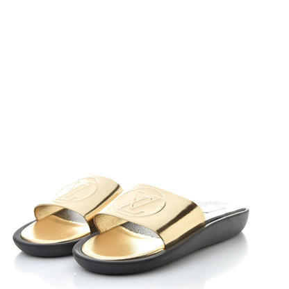 Louis Vuitton Metallic Calfskin Sunbath Slide Sandals 36 Gold 3 of 8