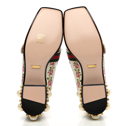 Gucci Calfskin Web Pearl Floral Embellished Peyton Loafer 38 White Multicolor 5 of 9