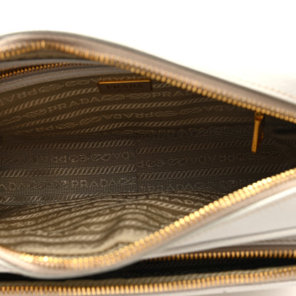 Prada Saffiano Lux Double Zip Crossbody Bag Talco 6 of 10
